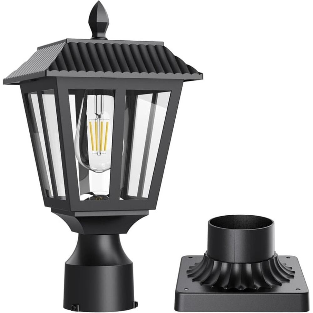 Solar Lights, Dusk to Solar Lamp Light with Pier Mount Base